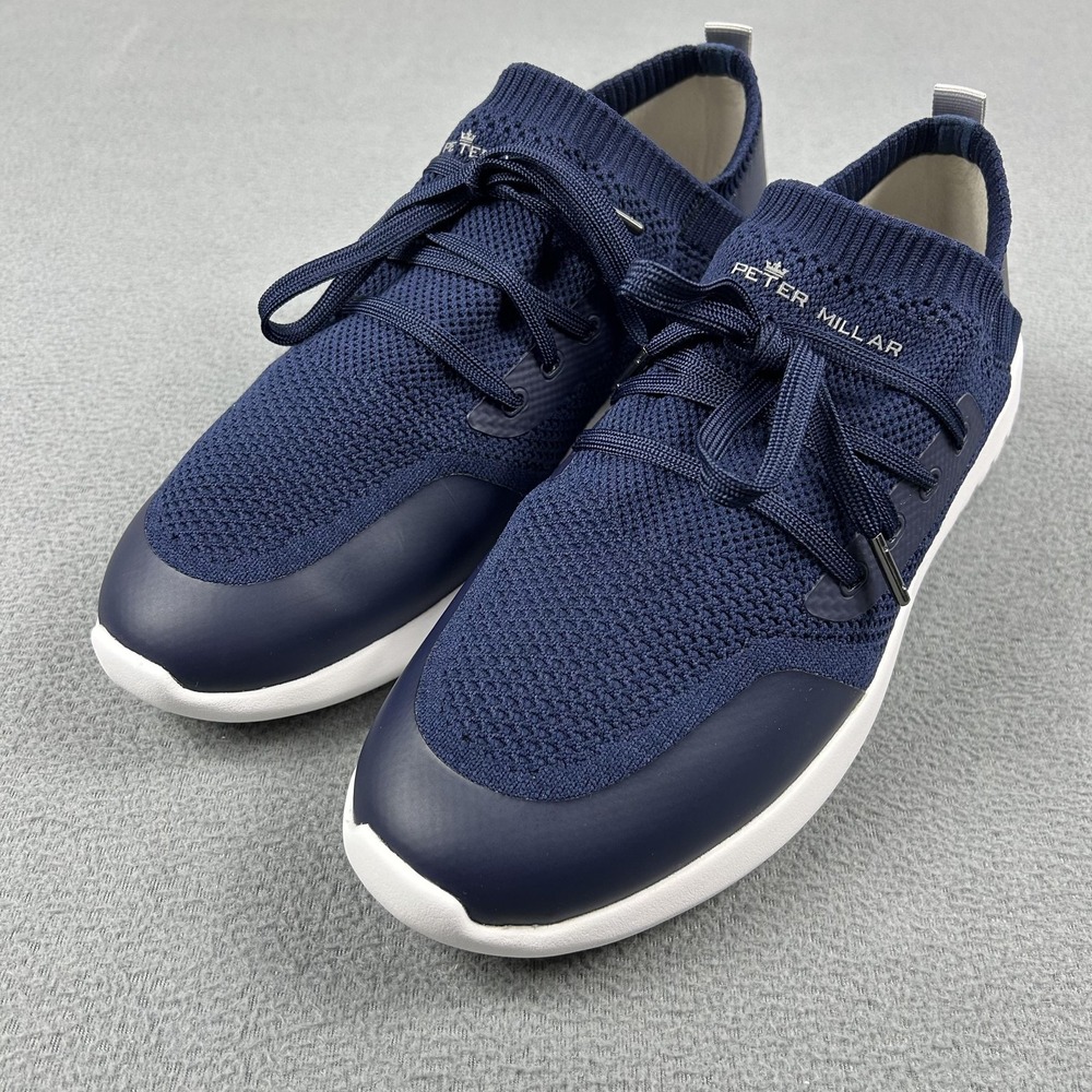 Peter Millar Shoes Womens Size 10 Navy Knit Lace Up Sneakers‎ Casual LA21EF01